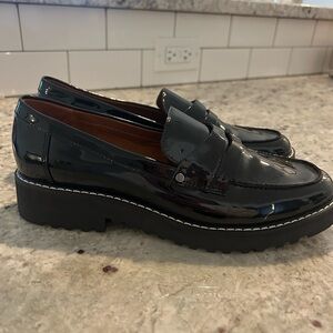 Franco Sarto Black Patent Leather Loafers